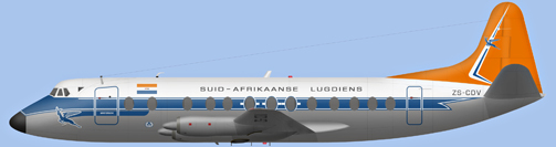 David Carter illustration of South African Airways Viscount ZS-CDV
